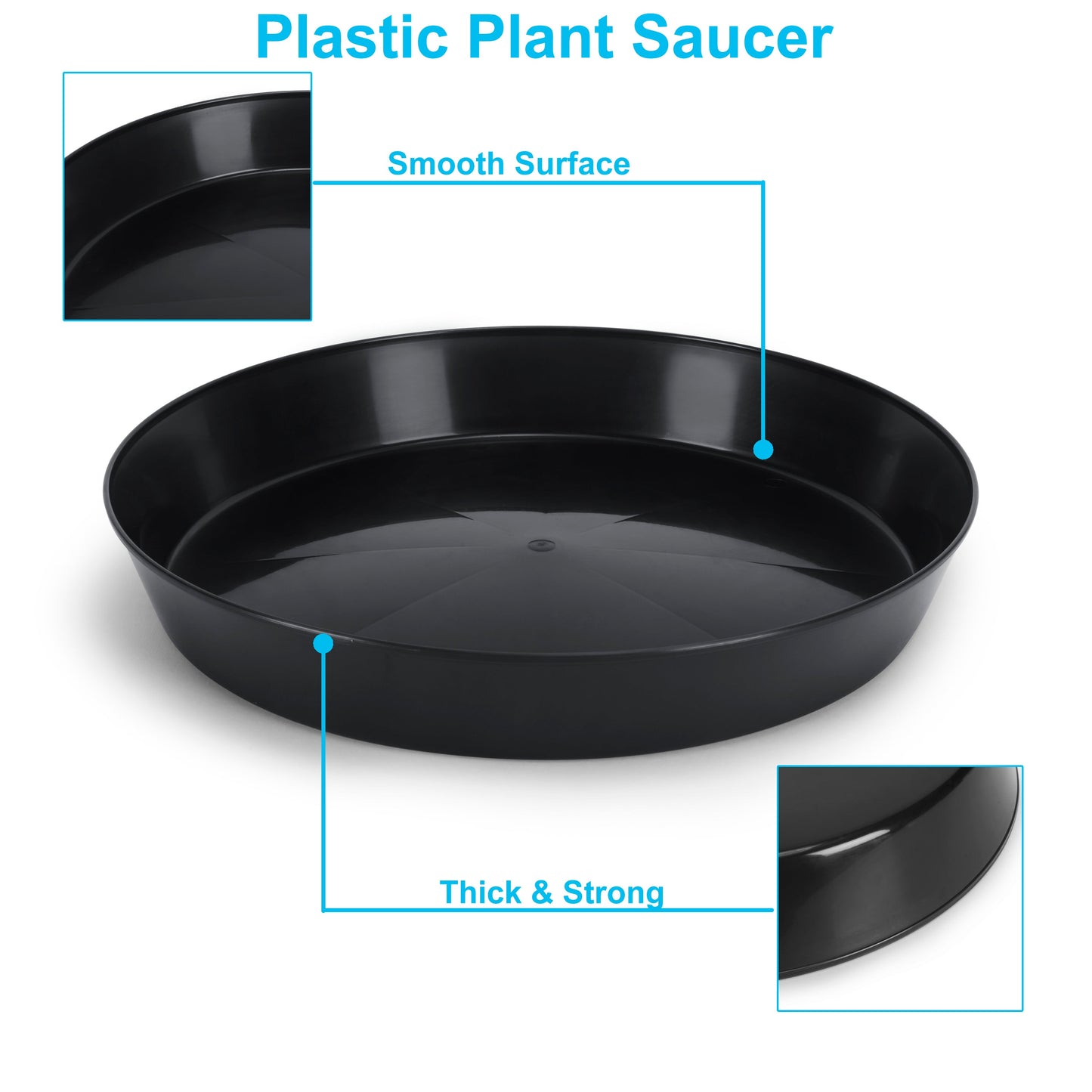 Austin Planter Saucers, Black Tray and Drip Pan
