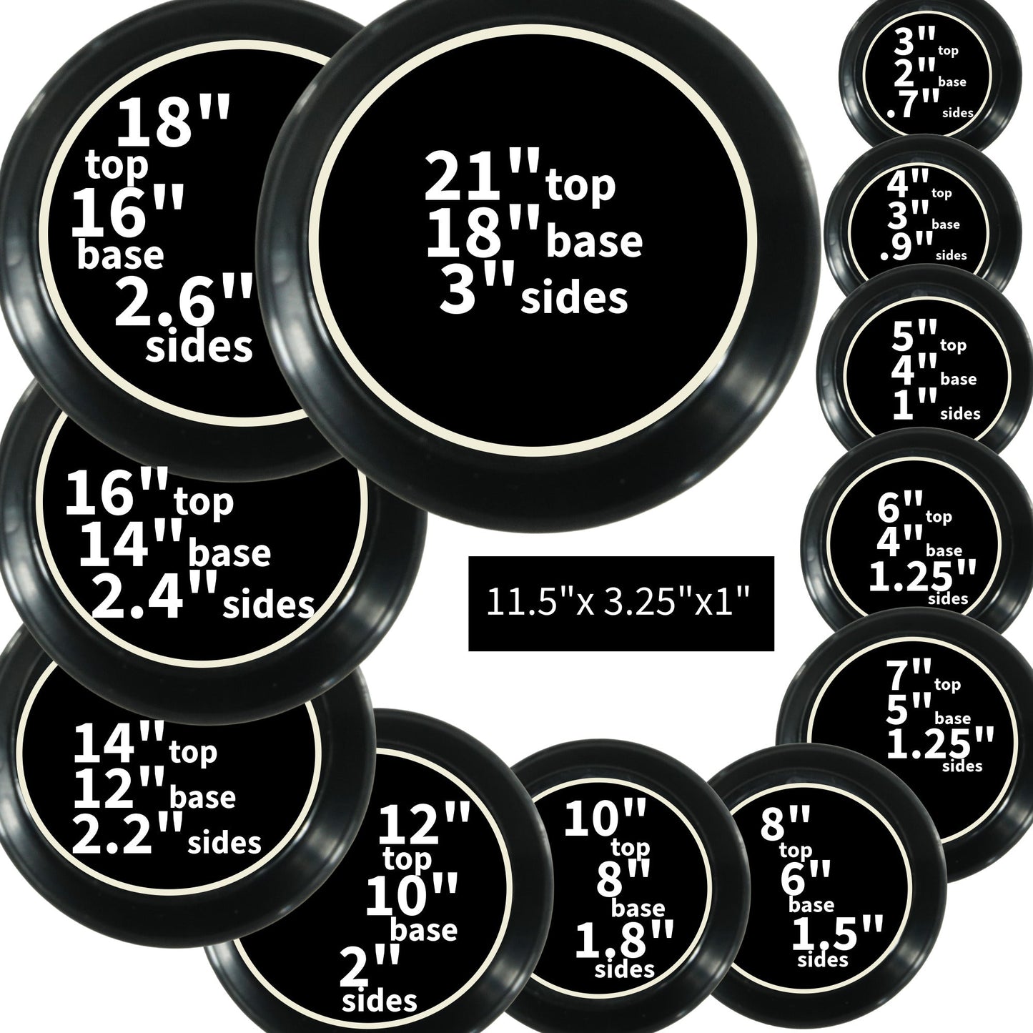 Austin Planter Saucers, Black Tray and Drip Pan