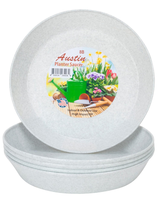 Austin Planter Saucers - White Granite Colored Tray and Drip Pan