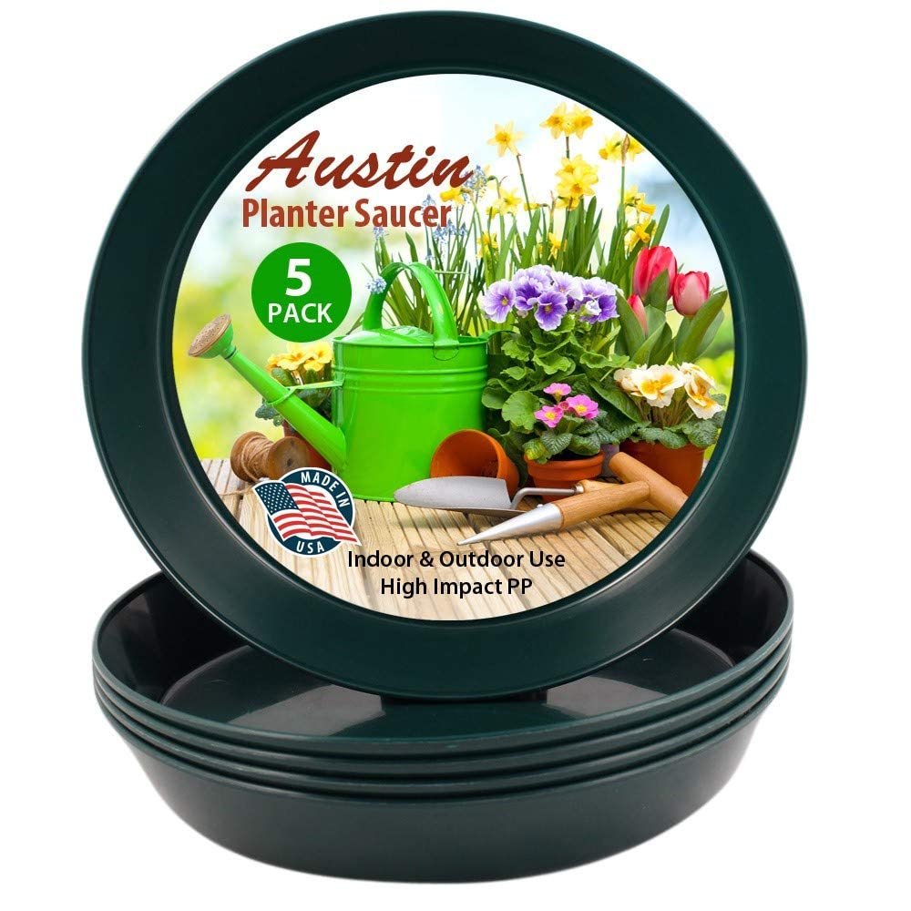 Austin Planter Saucers, Black Tray and Drip Pan