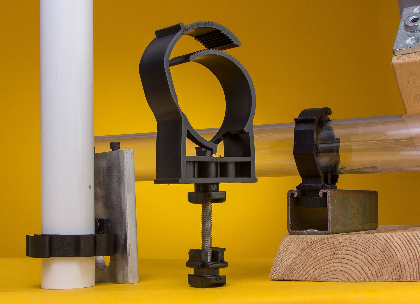SnapnStrut pipe hangers, black nylon, for Strut and Thread
