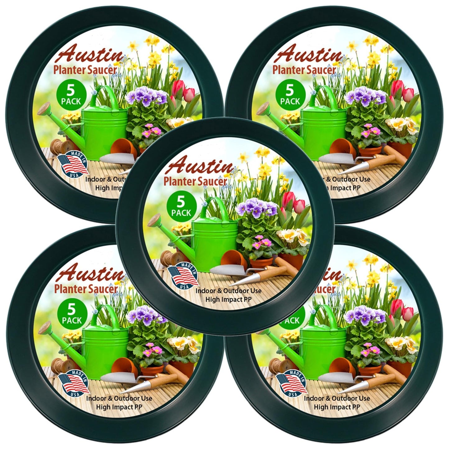 Austin Planter Saucers, Hunter Green Tray and Drip Pan,