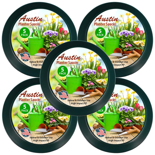 Austin Planter Saucers, Hunter Green Tray and Drip Pan,